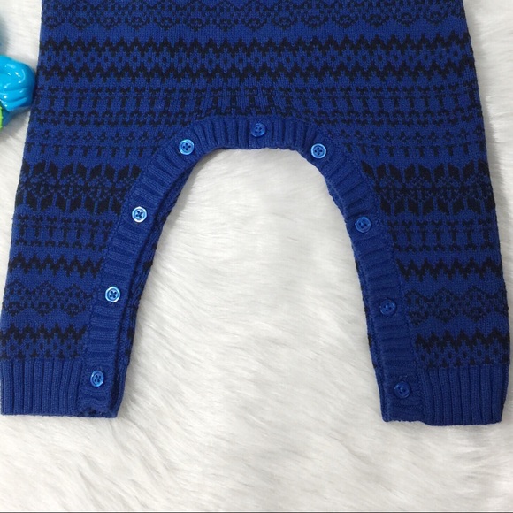 NWT Joe Fresh Baby Boys Bear Sweater Button Romper - Picture 5 of 6